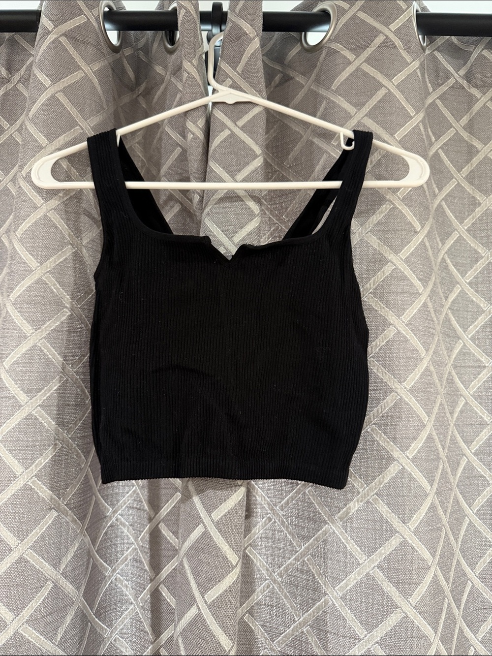 Black Ribbed Square-Neck Tank Top - Picture 2 of 3